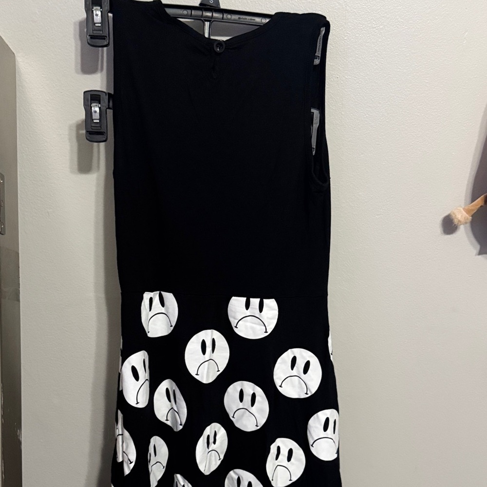 Killstar Black Dress with White Sad Face Pattern - Picture 2 of 3
